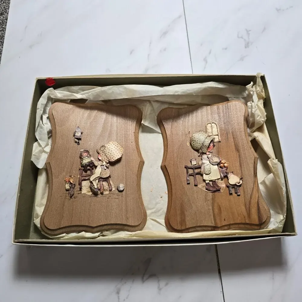 Lot of 2 Vintage Holly Hobbie IVY 3D Art Decoupage Pictures